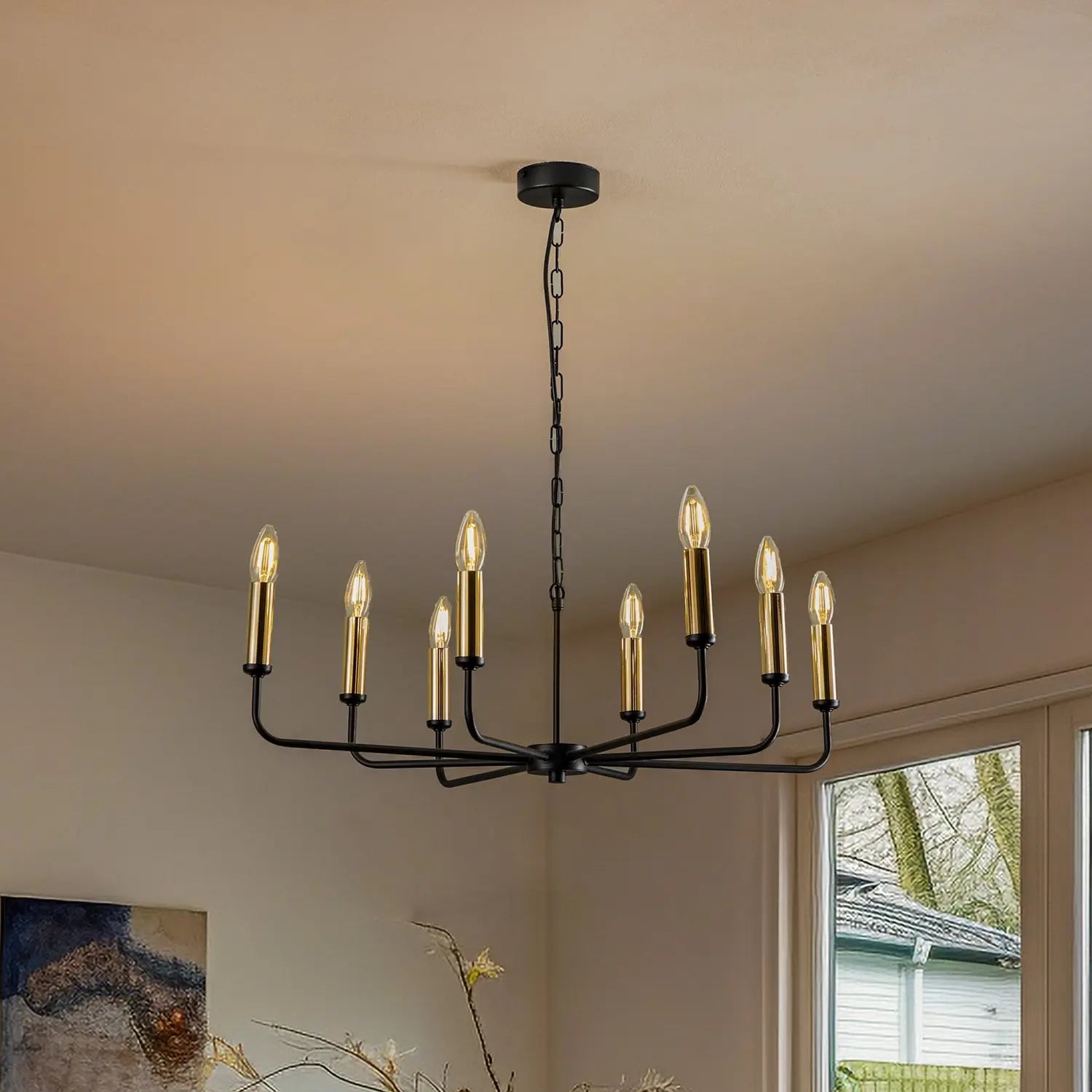 B-Ware Ampli Kronleuchter Leuchte Schwarz Gold 8 Flammig Deckenleuchte Hängeleuchte 726 - 5905563001288