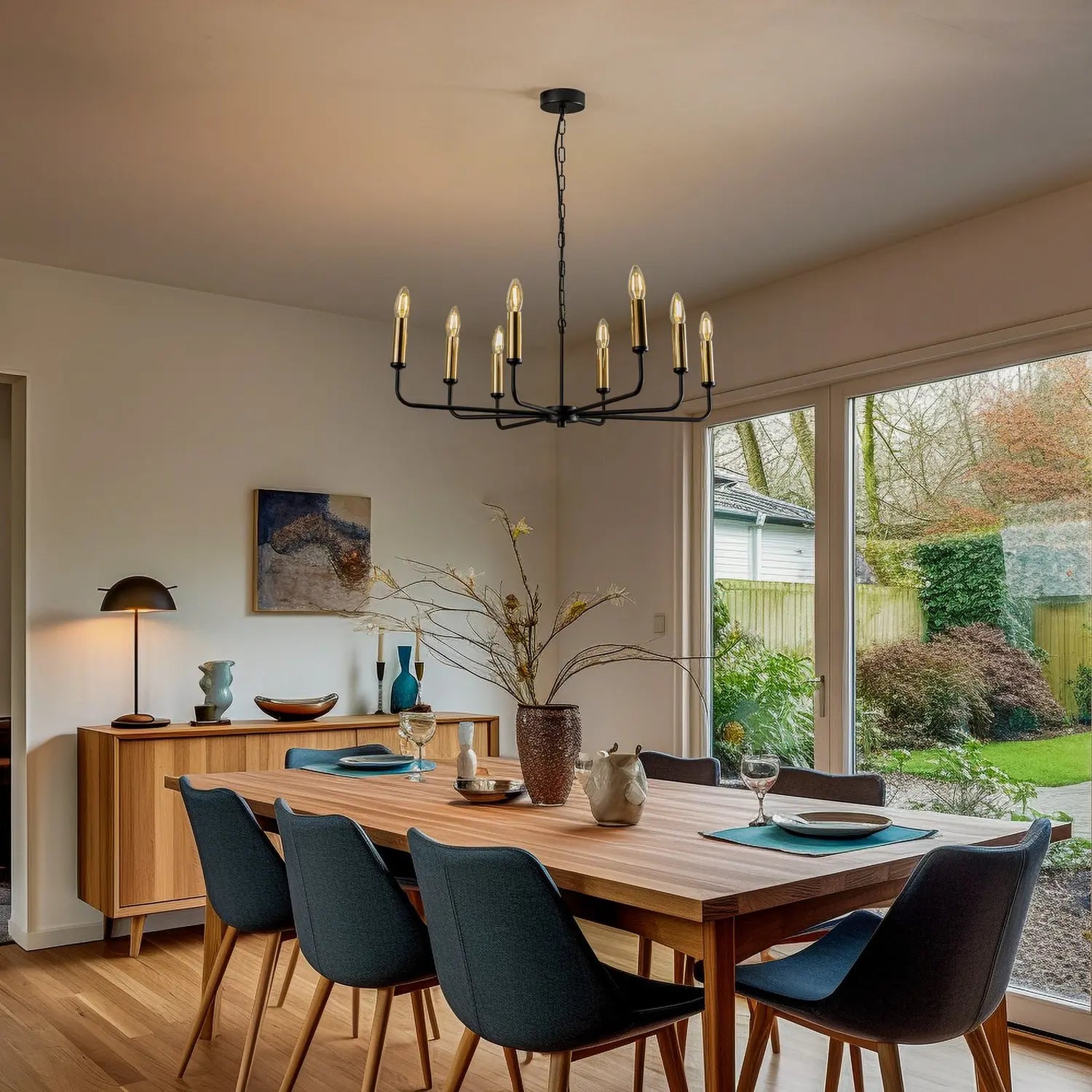 B-Ware Ampli Kronleuchter Leuchte Schwarz Gold 8 Flammig Deckenleuchte Hängeleuchte 726 - 5905563001288