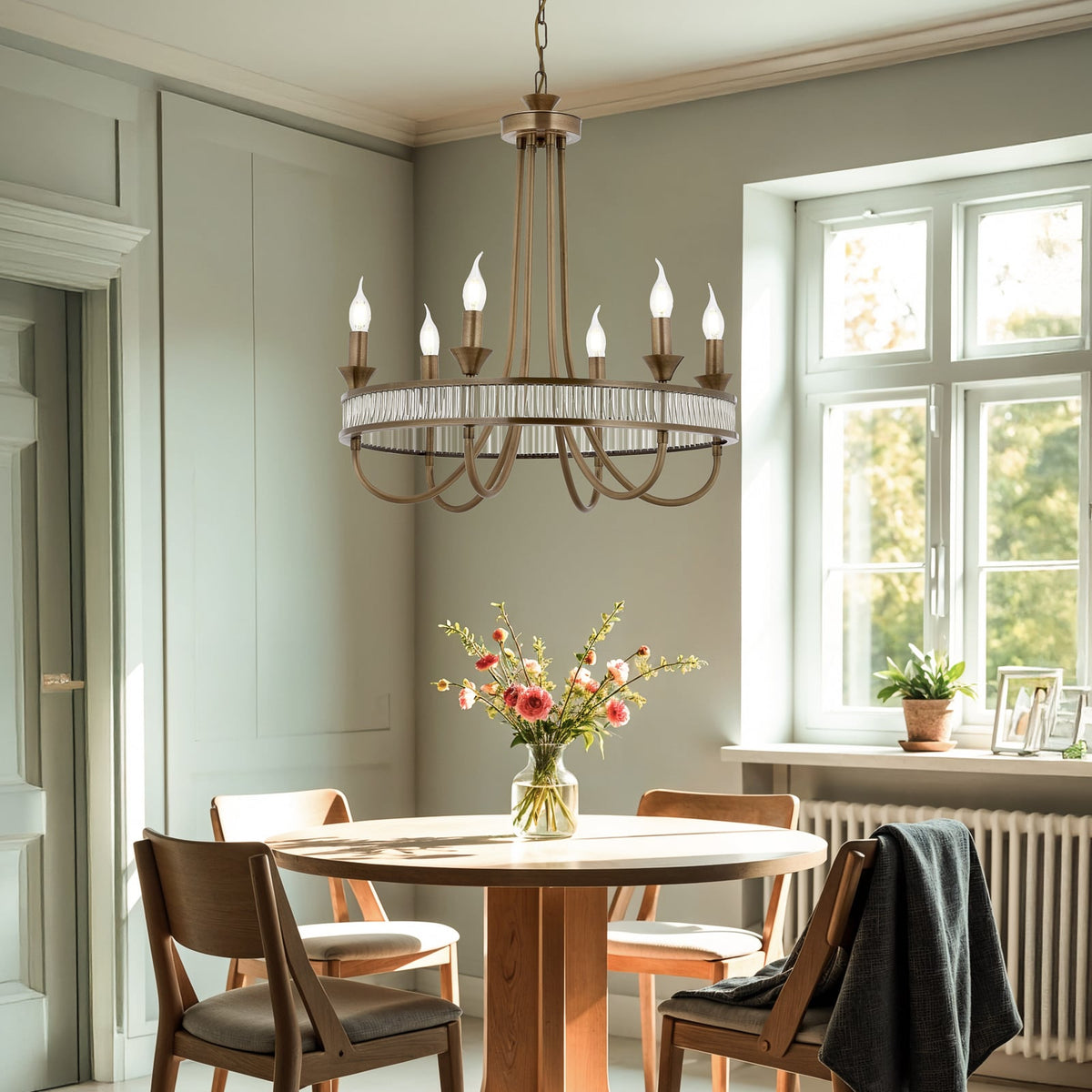 Kronleuchter Deckenleuchte AV1890 sechsflammig altmessing Eisen Wohnzimmer - 8698957177351