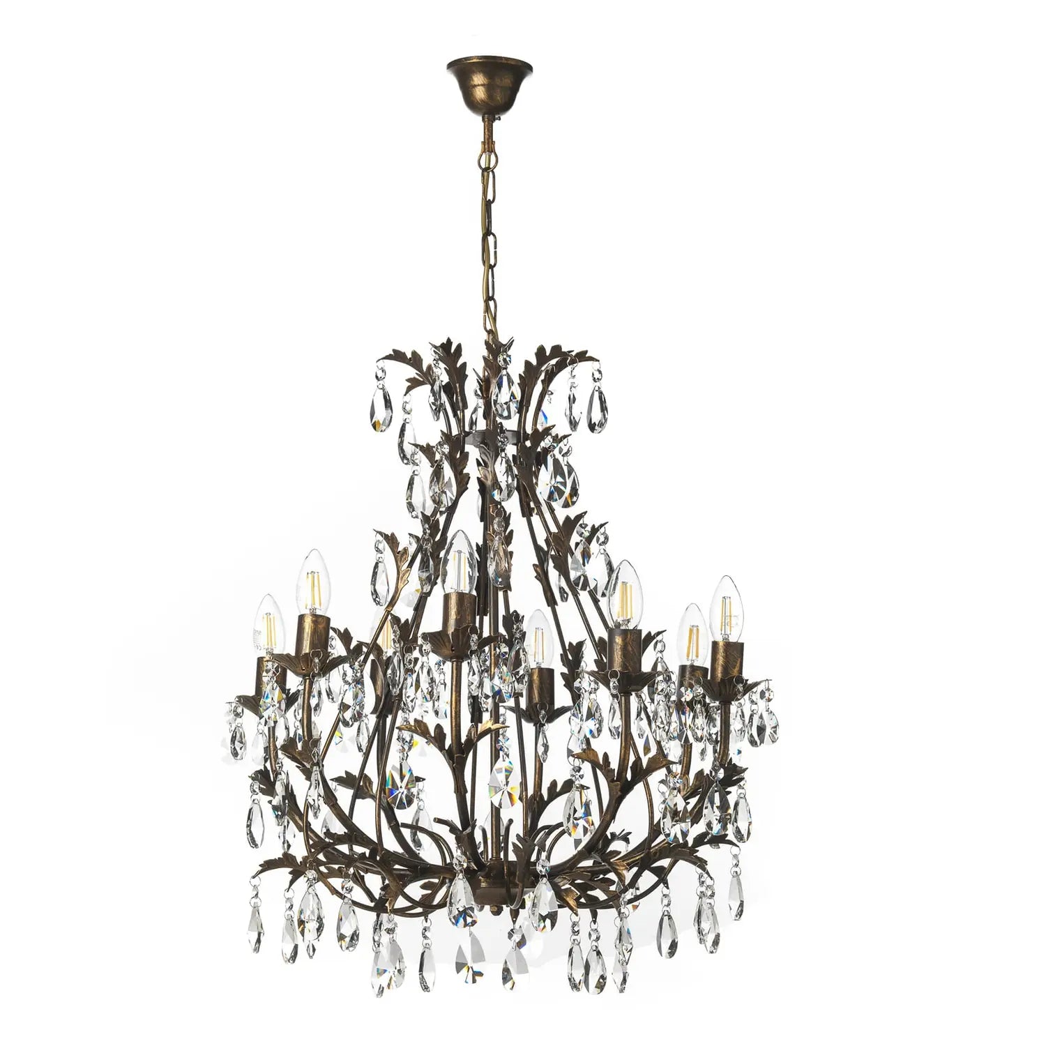 B-Ware Kronleuchter Hängeleuchte Botte Bronze Metall Kristall Achtflammig Dimmbar 55 Cm - 8030626541818