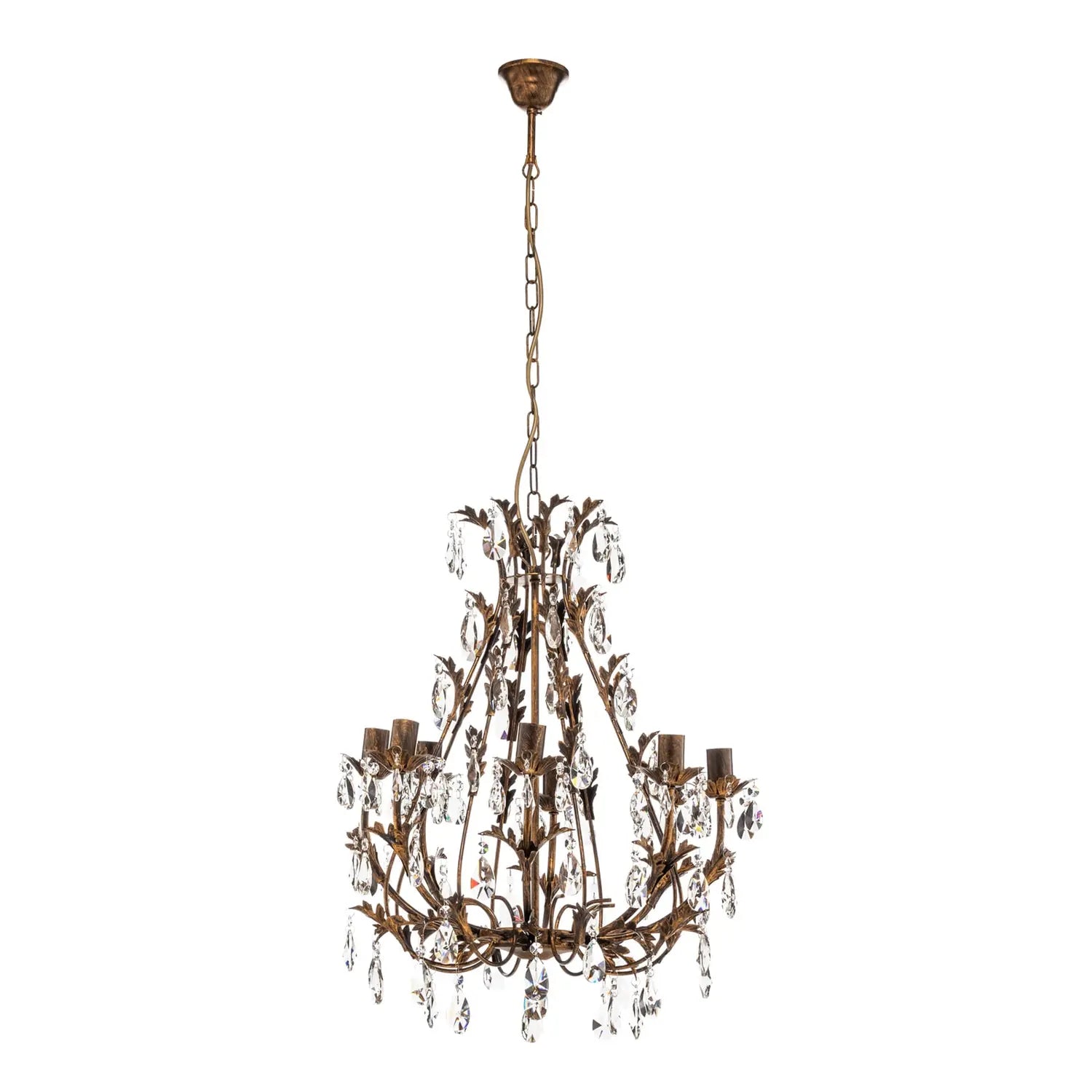 B-Ware Kronleuchter Hängeleuchte Botte Bronze Metall Kristall Achtflammig Dimmbar 55 Cm - 8030626541818