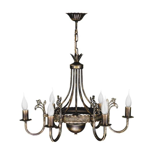 B-Ware Euluna Kronleuchter Castle Deko Hängeleuchte Dunkel Handpatiniert 6 Flammig E14 - 5905962002244