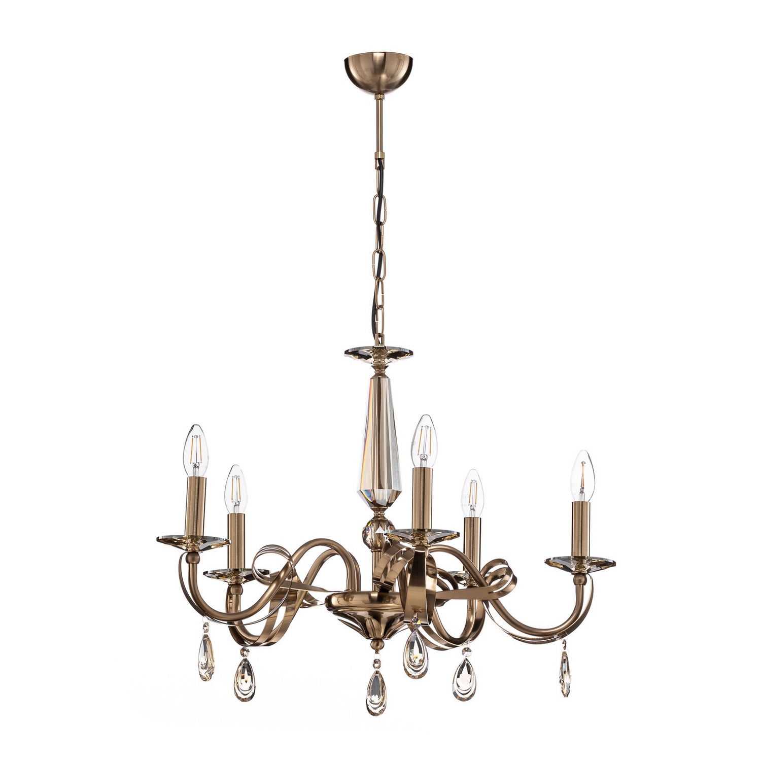 B-Ware Kronleuchter Castro Messing Antik 5 Flammig Deckenlampe Deckenleuchte Lampe Spot - 8699508039524