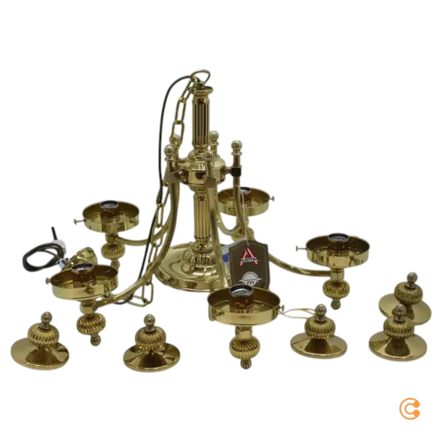 B-Ware Kronleuchter Delia Messing Hängelampe Leuchte Wohnzimmer 6 Flg Siehe Text/Foto - 9003090204755