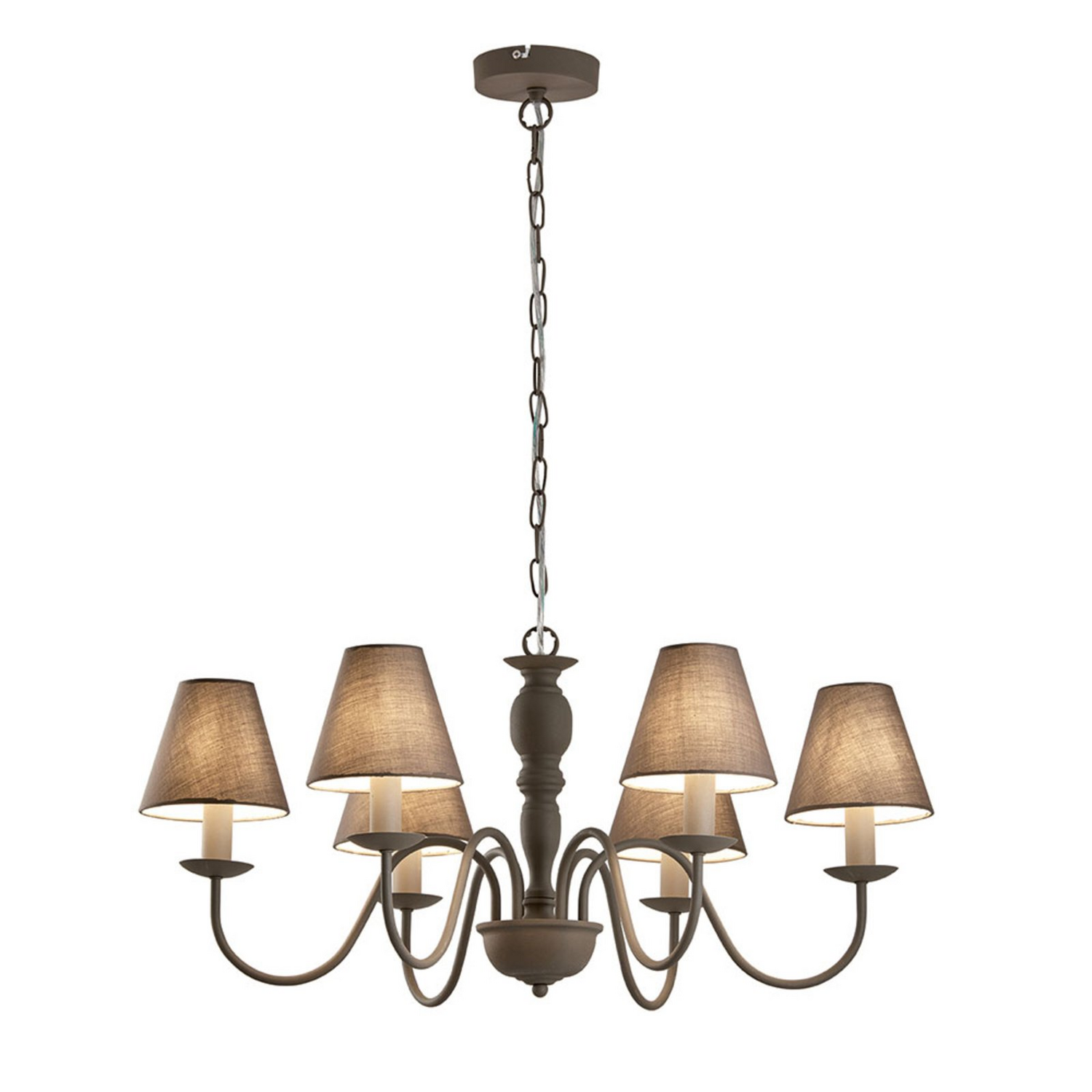 Viokef Kronleuchter Fatima Deckenlampe Hängelampe Lampe Grau Sechsflammig E14 B-Ware - 5201769072757
