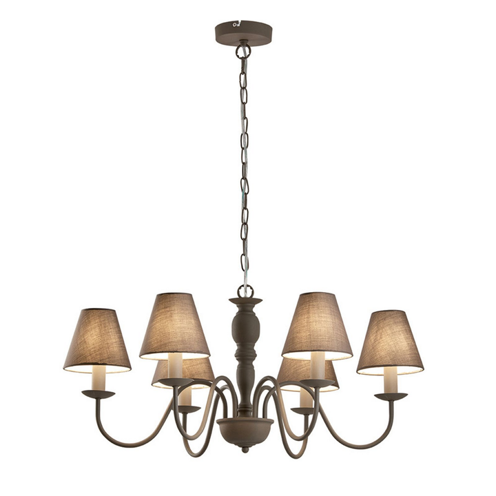 Viokef Kronleuchter Fatima Deckenlampe Hängelampe Lampe Grau Sechsflammig E14 B-Ware - 5201769072757
