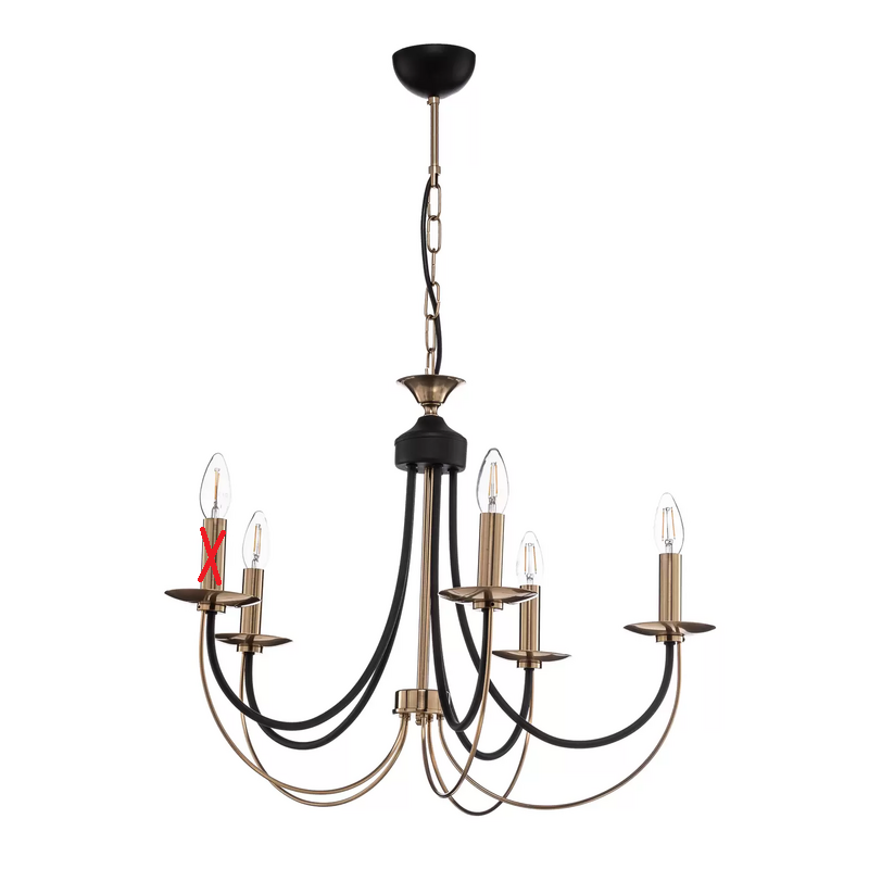 B-Ware Kronleuchter Ferra Messing Antik 5flg Deckenlampe Deckenleuchte Siehe Text/Foto - 8698525633883