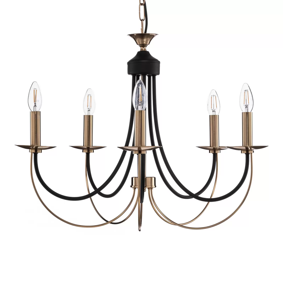 Kronleuchter Ferra Messing Antik Fünfflammig Deckenlampe Deckenleuchte Lampe B-Ware - 8698525633883