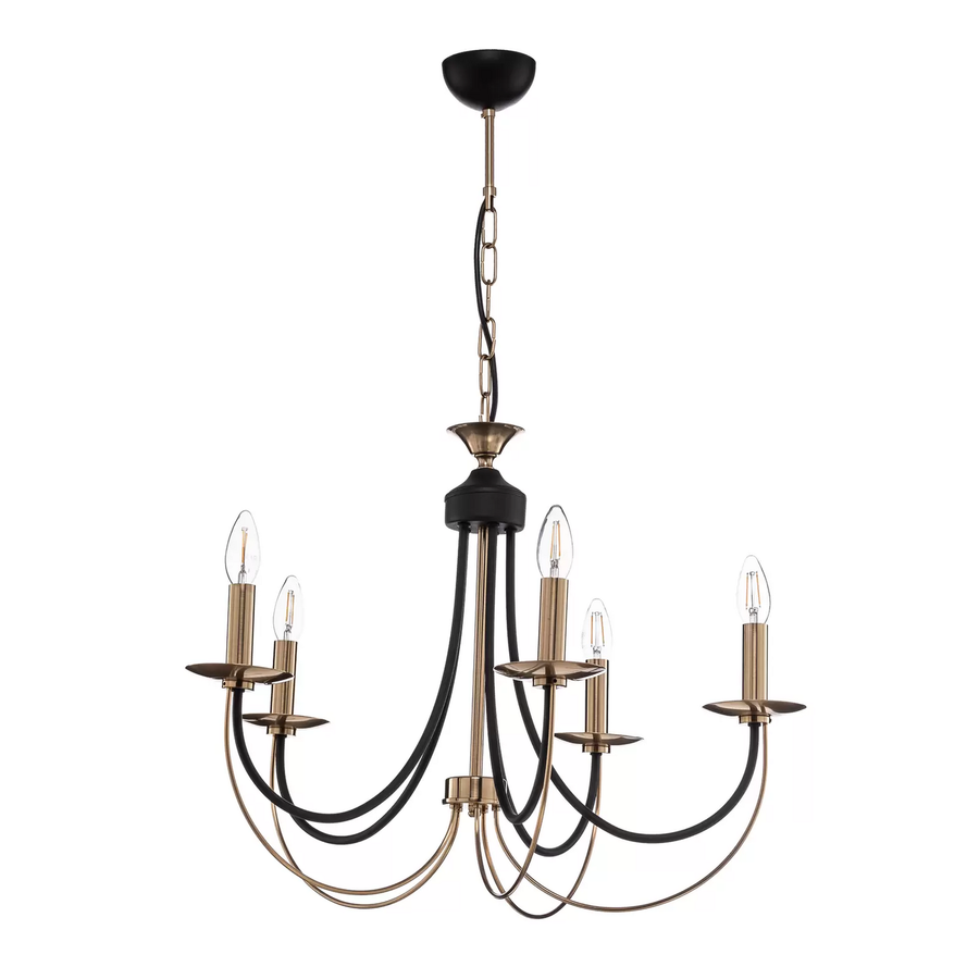 Kronleuchter Ferra Messing Antik Fünfflammig Deckenlampe Deckenleuchte Lampe B-Ware - 8698525633883