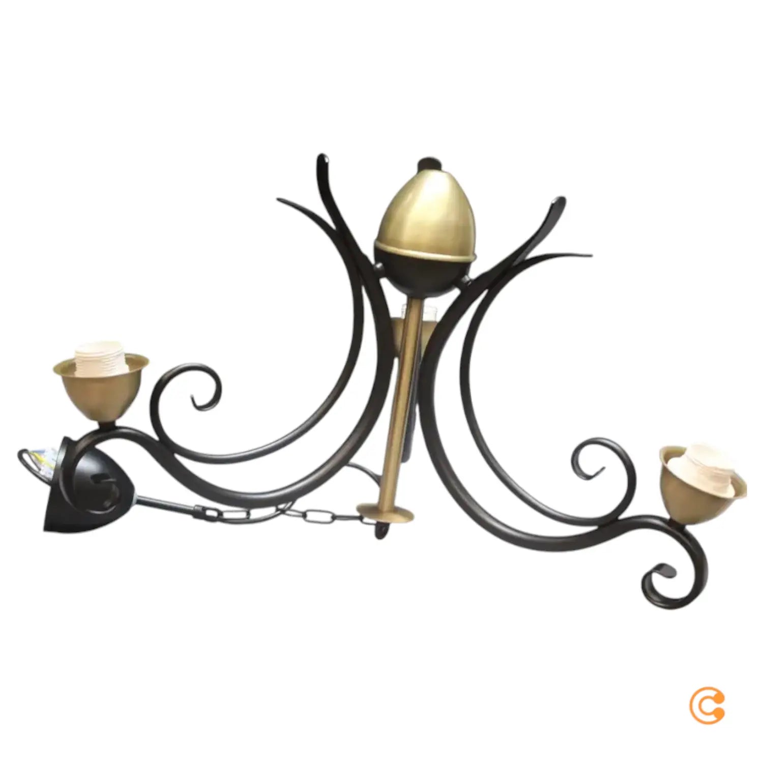 B-Ware Euluna Kronleuchter Flora 3 Glasschirme Schwarz Messing Leuchte Siehe Text/Foto - 5907565959796