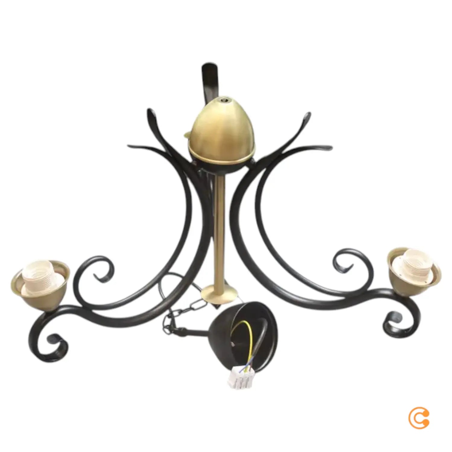 B-Ware Euluna Kronleuchter Flora 3 Glasschirme Schwarz Messing Leuchte Siehe Text/Foto - 5907565959796