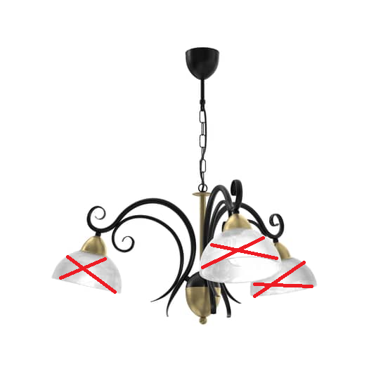 Euluna Kronleuchter Flora 3 Glasschirme Deckenlampe Leuchte E27 SIEHE TEXT/FOTO - 5907565959796