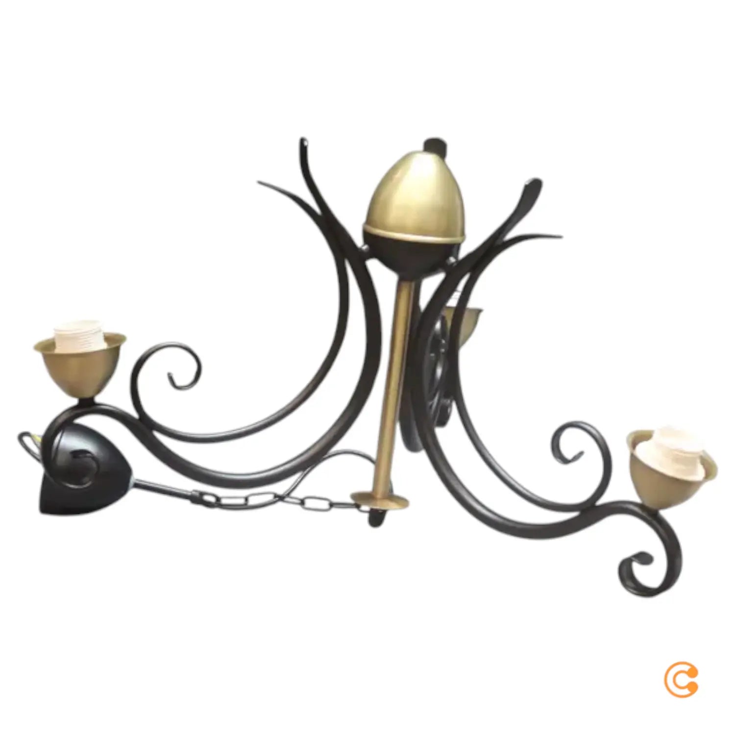 B-Ware Euluna Kronleuchter Flora 3 Glasschirme Schwarz Messing Leuchte Siehe Text/Foto - 5907565959796