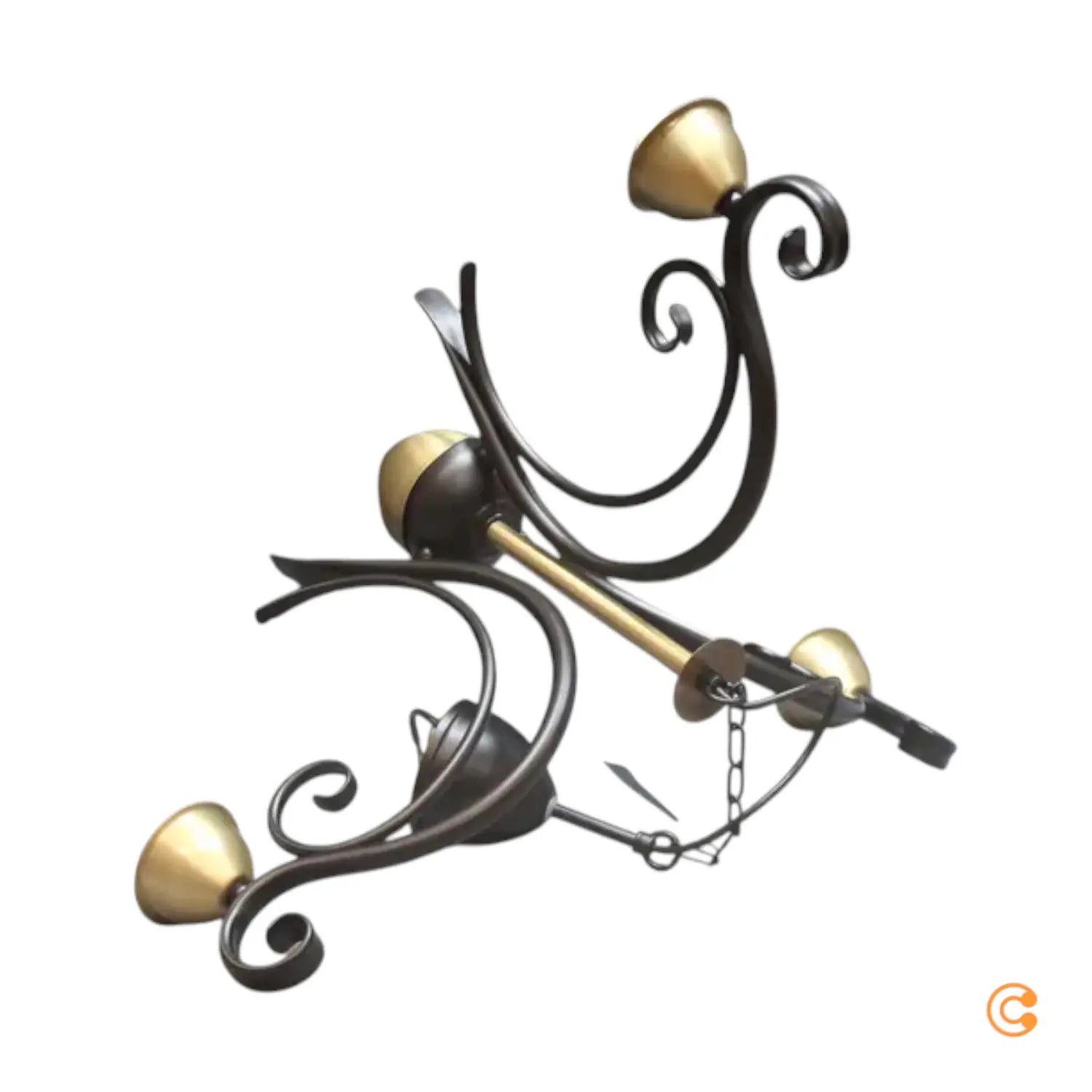 B-Ware Euluna Kronleuchter Flora 3 Glasschirme Schwarz Messing Leuchte Siehe Text/Foto - 5907565959796