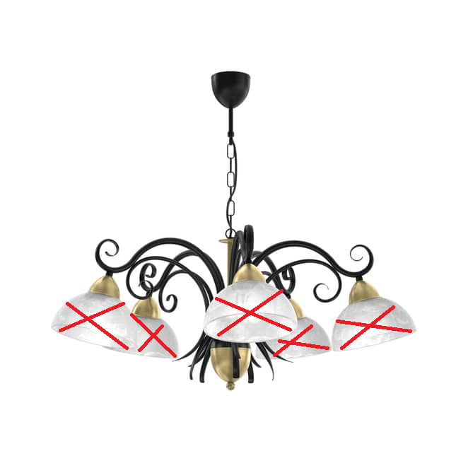 Luminex Kronleuchter Flora 5 Glasschirme Deckenlampe Lampe Licht SIEHE TEXT/F503 - 5907565959802