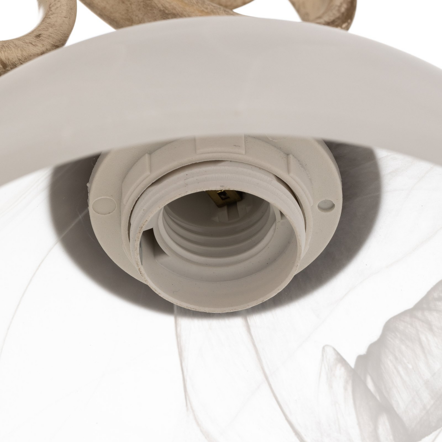 B-Ware Flora Kronleuchter Deckenleuchte Glas Weiß Messing Drei Glasschirme Dimmbar E27 - 5907565959734