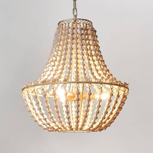 B-Ware Lindby Kronleuchter Juliette Hängeleuchte Pendelleuchte Aus Weißen Holzperlen E1 - 4251096550856