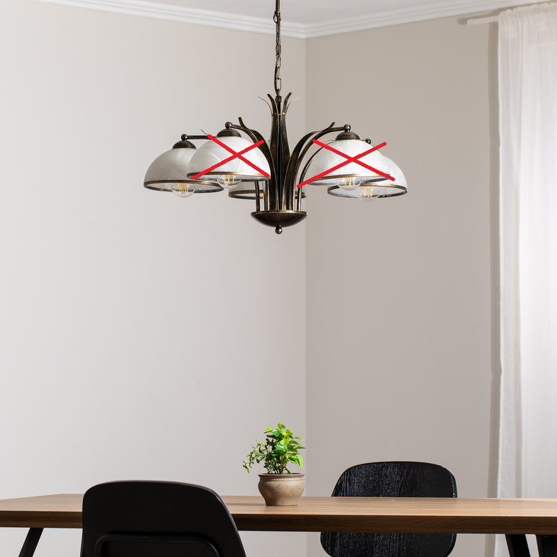 Kronleuchter Korfu Leuchte Lampe 5-flg Ø 68 cm goldfarben antik Esszimmer - 5907565940404