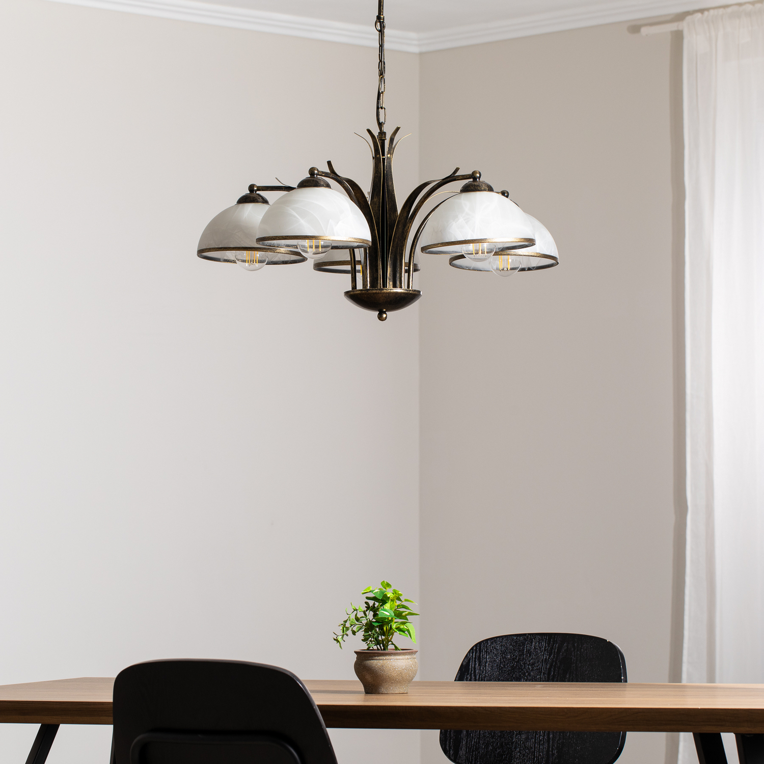 B-Ware Kronleuchter Korfu Leuchte Lampe 5 Flg ø 68 Cm Goldfarben Antik Siehe Text - 5907565940404
