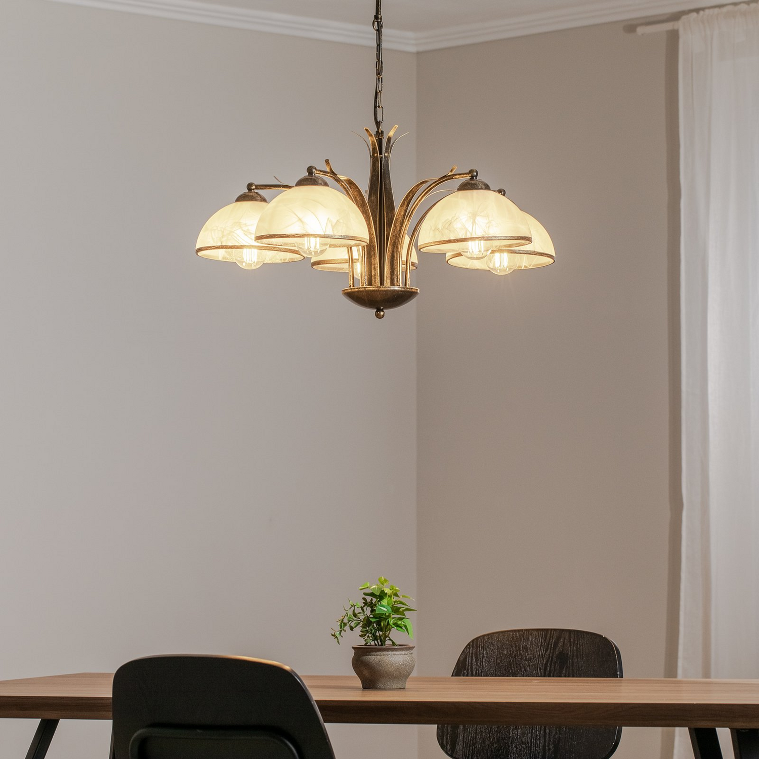 B-Ware Kronleuchter Korfu Leuchte Lampe 5 Flg ø 68 Cm Goldfarben Antik Siehe Text - 5907565940404