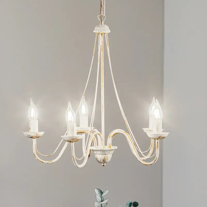 B-Ware Helam Kronleuchter Malbo Hängeleuchte Deckenlampe Lampe Fünfflammig In Weiß
