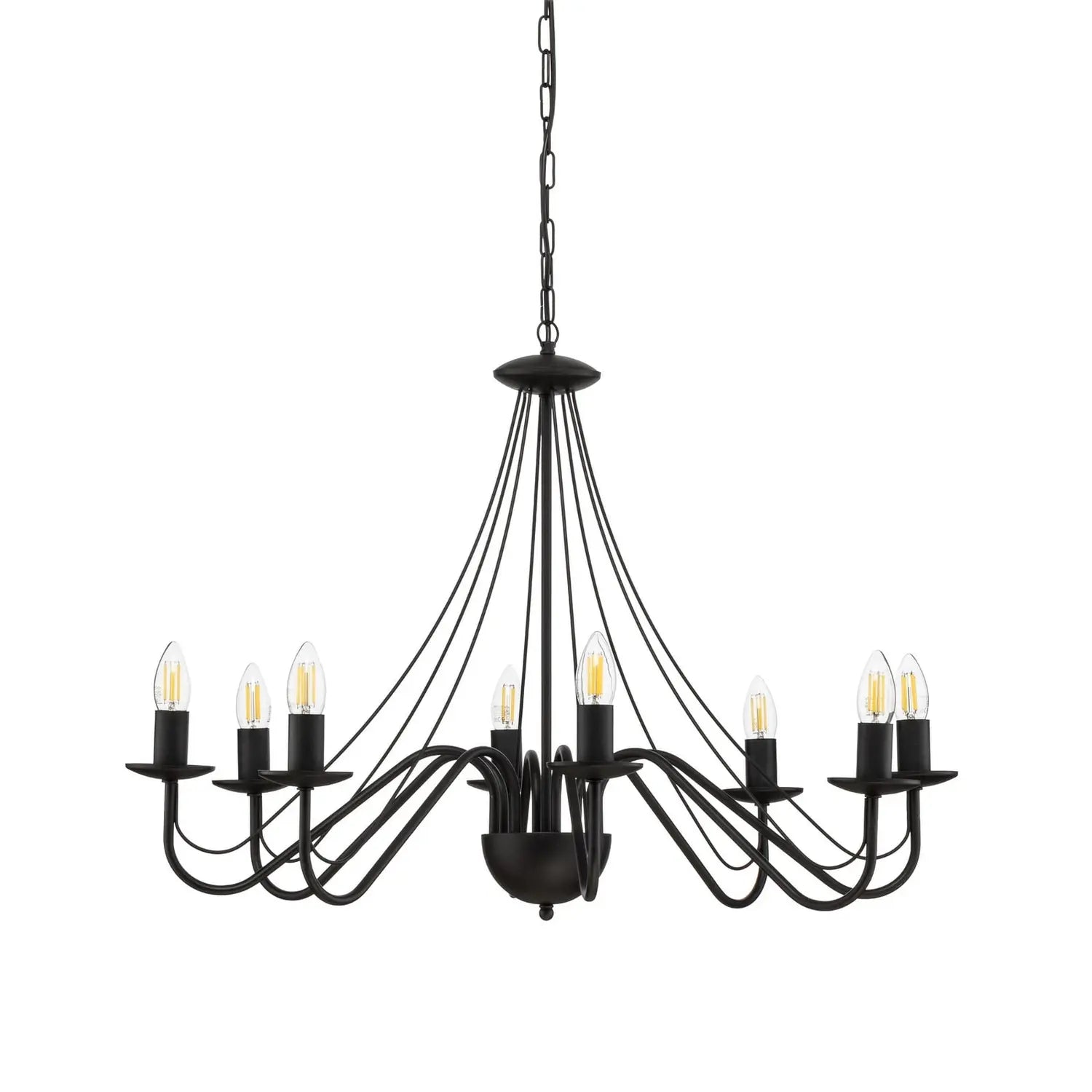 B-Ware Kronleuchter Pendelleuchte Malbo Schwarz Metall 8 Flammig E14 Wohnzimmer Led - 5902349237572