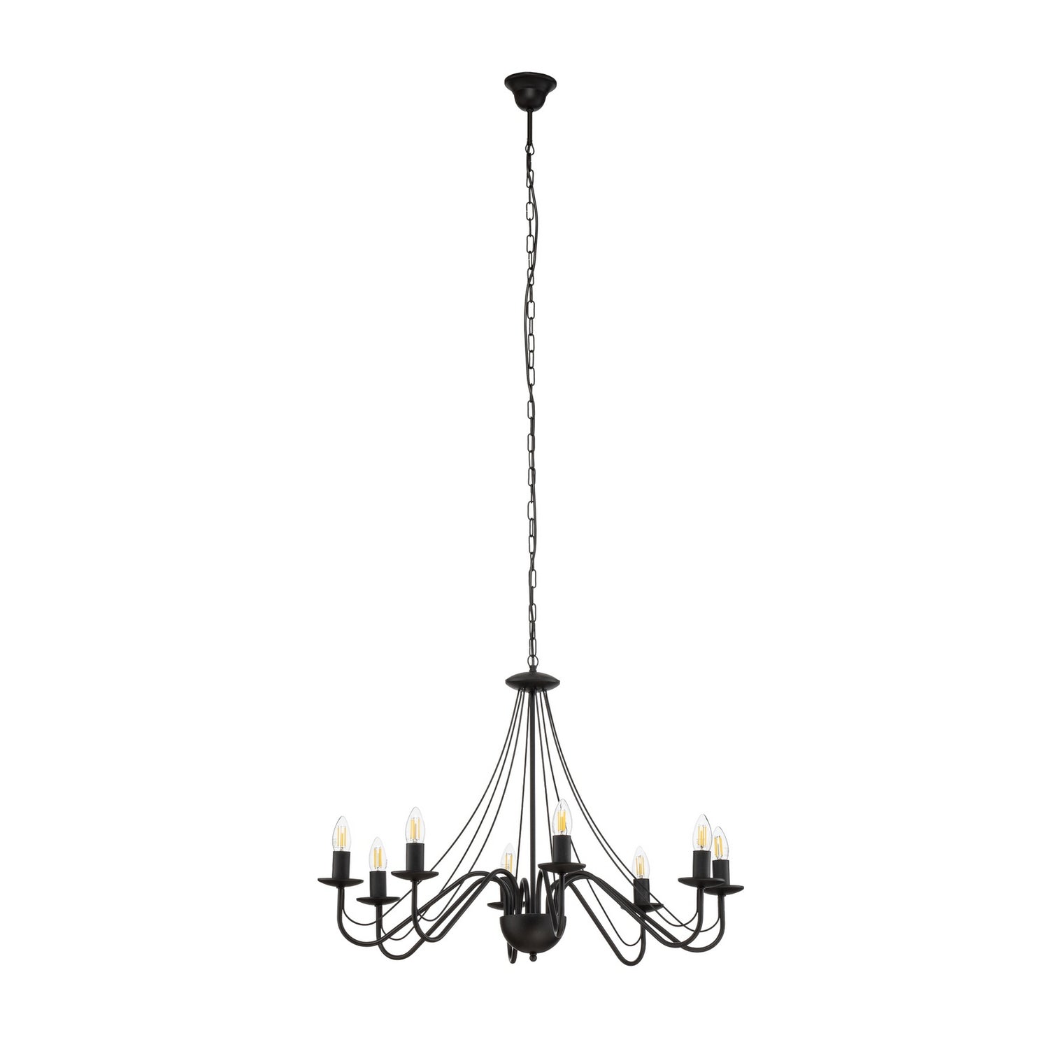 B-Ware Kronleuchter Pendelleuchte Malbo Schwarz Metall 8 Flammig E14 Wohnzimmer Led - 5902349237572