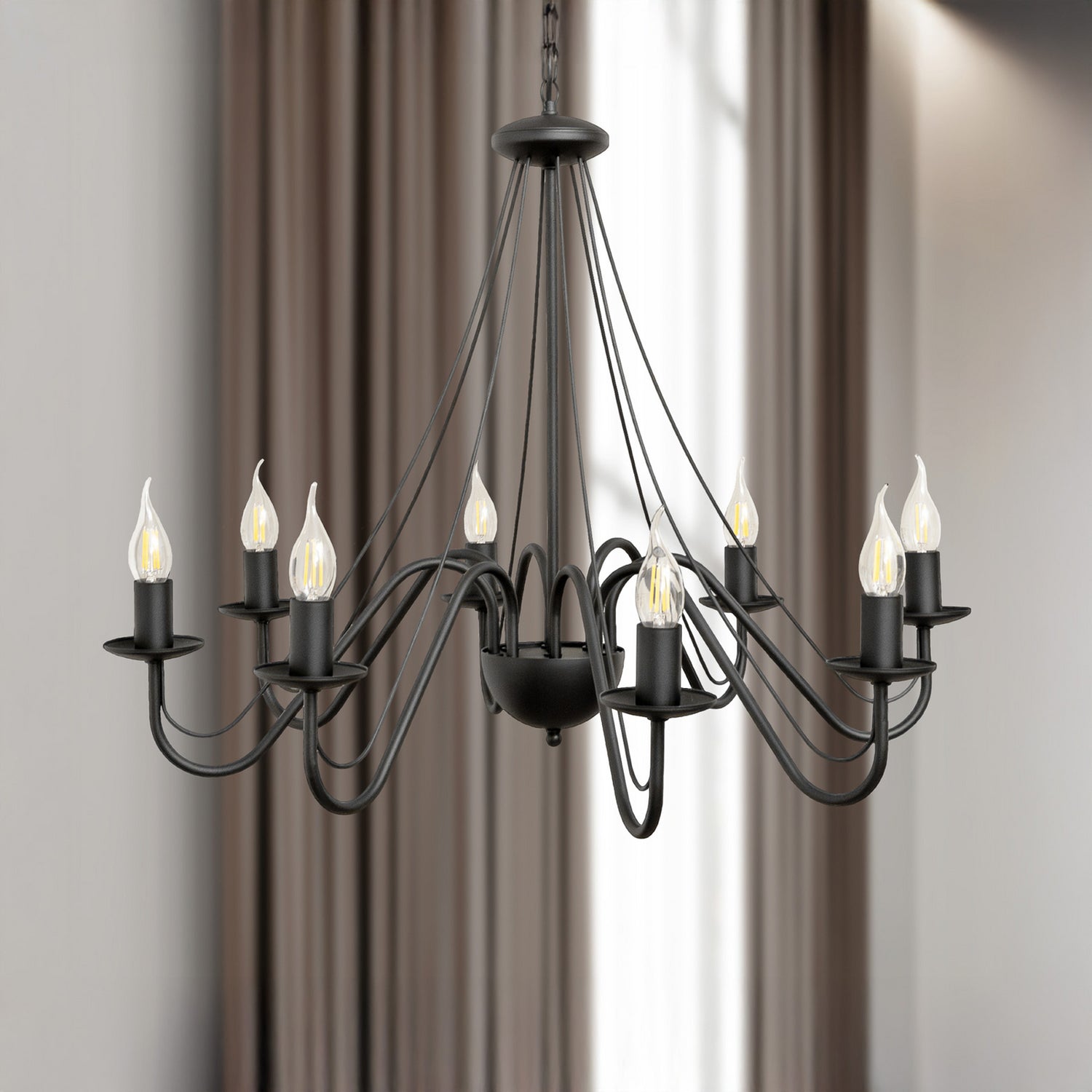 B-Ware Kronleuchter Pendelleuchte Malbo Schwarz Metall 8 Flammig E14 Wohnzimmer Led - 5902349237572