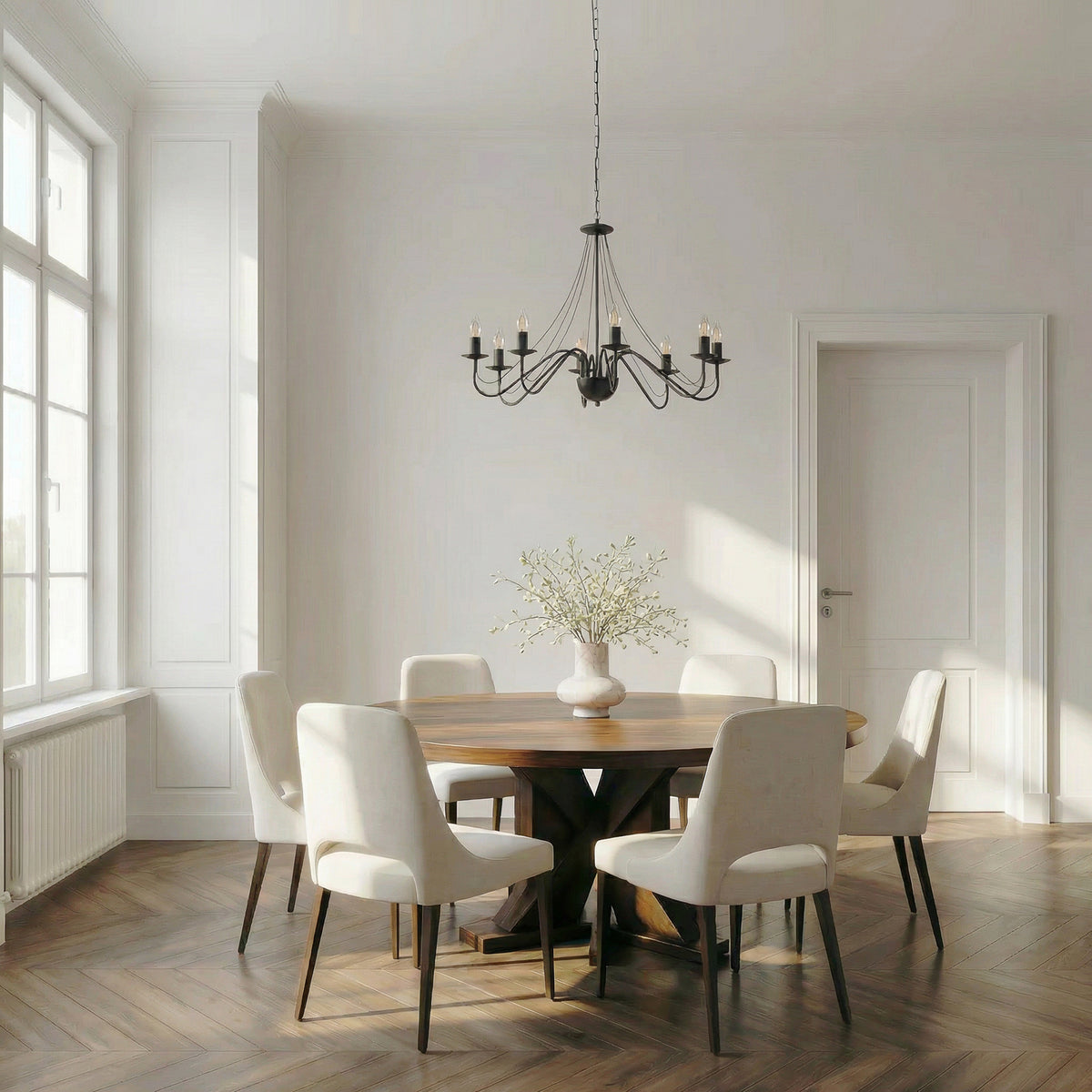 Kronleuchter Pendelleuchte Malbo Schwarz Metall 8 Flammig E14 Wohnzimmer LED - 5902349237572