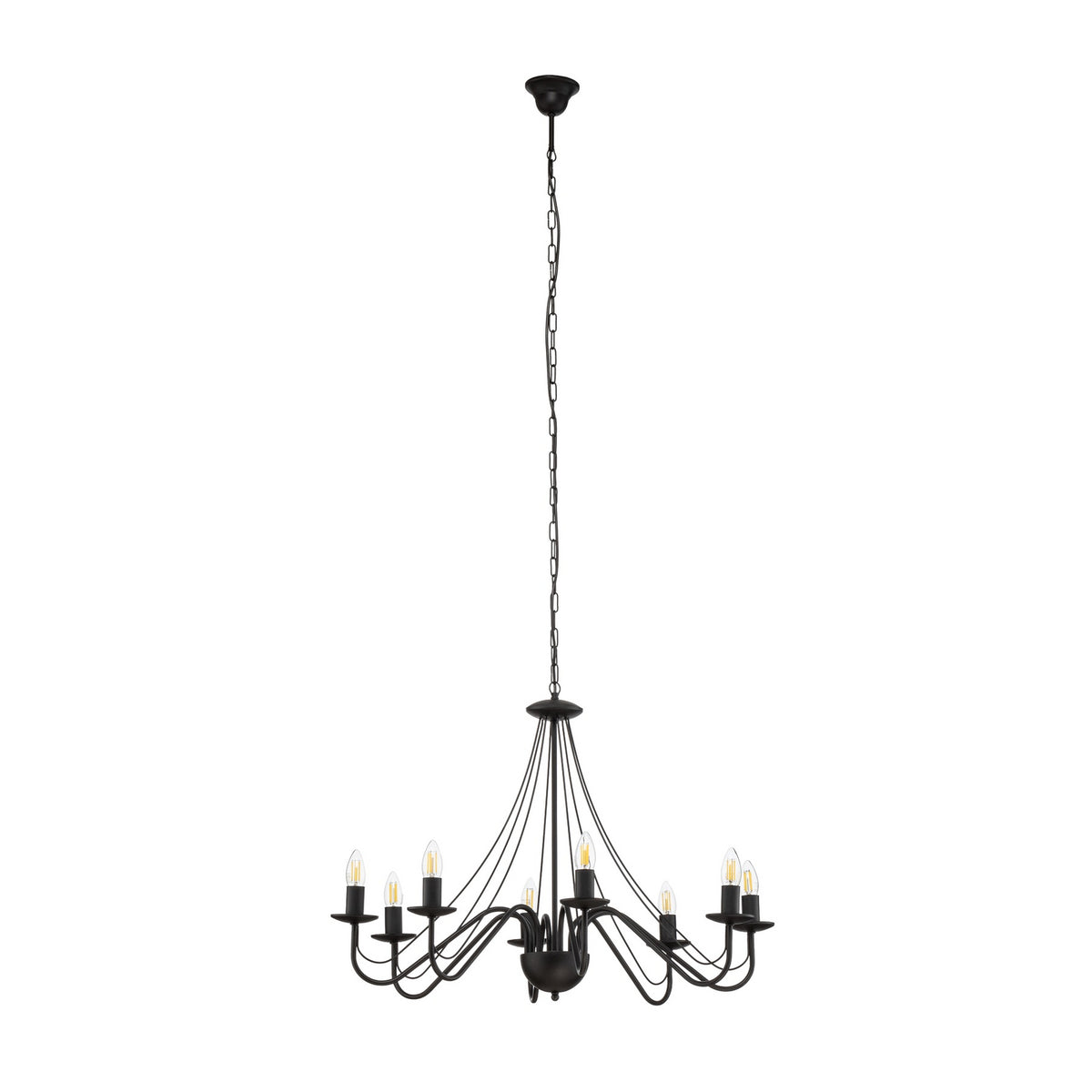 Kronleuchter Pendelleuchte Malbo Schwarz Metall 8 Flammig E14 Wohnzimmer LED - 5902349237572