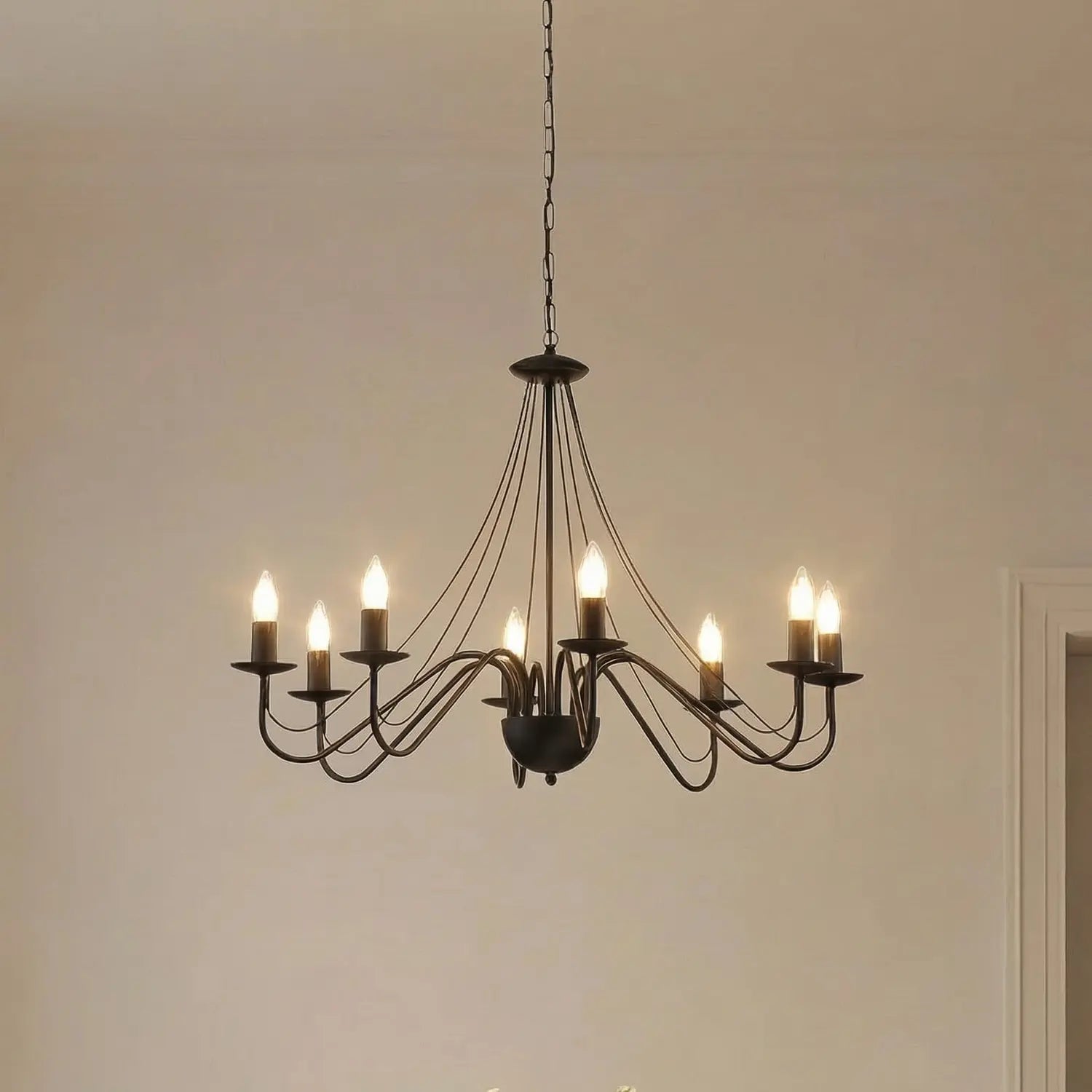 B-Ware Kronleuchter Pendelleuchte Malbo Schwarz Metall 8 Flammig E14 Wohnzimmer Led - 5902349237572