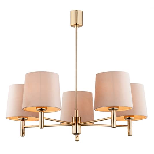 Euluna Kronleuchter Polo 5-flg. beige messing dunkel Deckenlampe Deckenlampe - 5902553224924