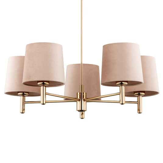 Euluna Kronleuchter Polo 5-flg. beige messing dunkel Deckenlampe Deckenlampe - 5902553224924
