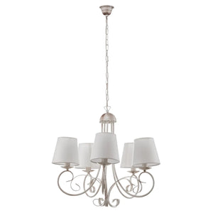 B-Ware Kronleuchter Lampe Leuchter Pompei Weiß Antik Schirm Deckenlampe Beleuchtung