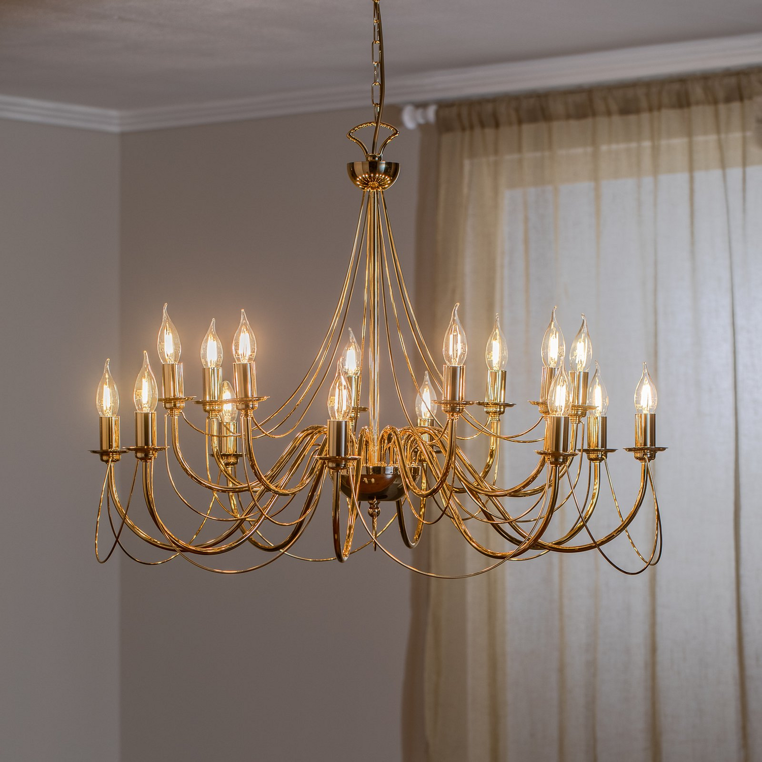 B-Ware Kronleuchter Deckenlampe Leuchte Retro 16 Flammig Gold Esszimmer Beleuchtung - 5905563001653