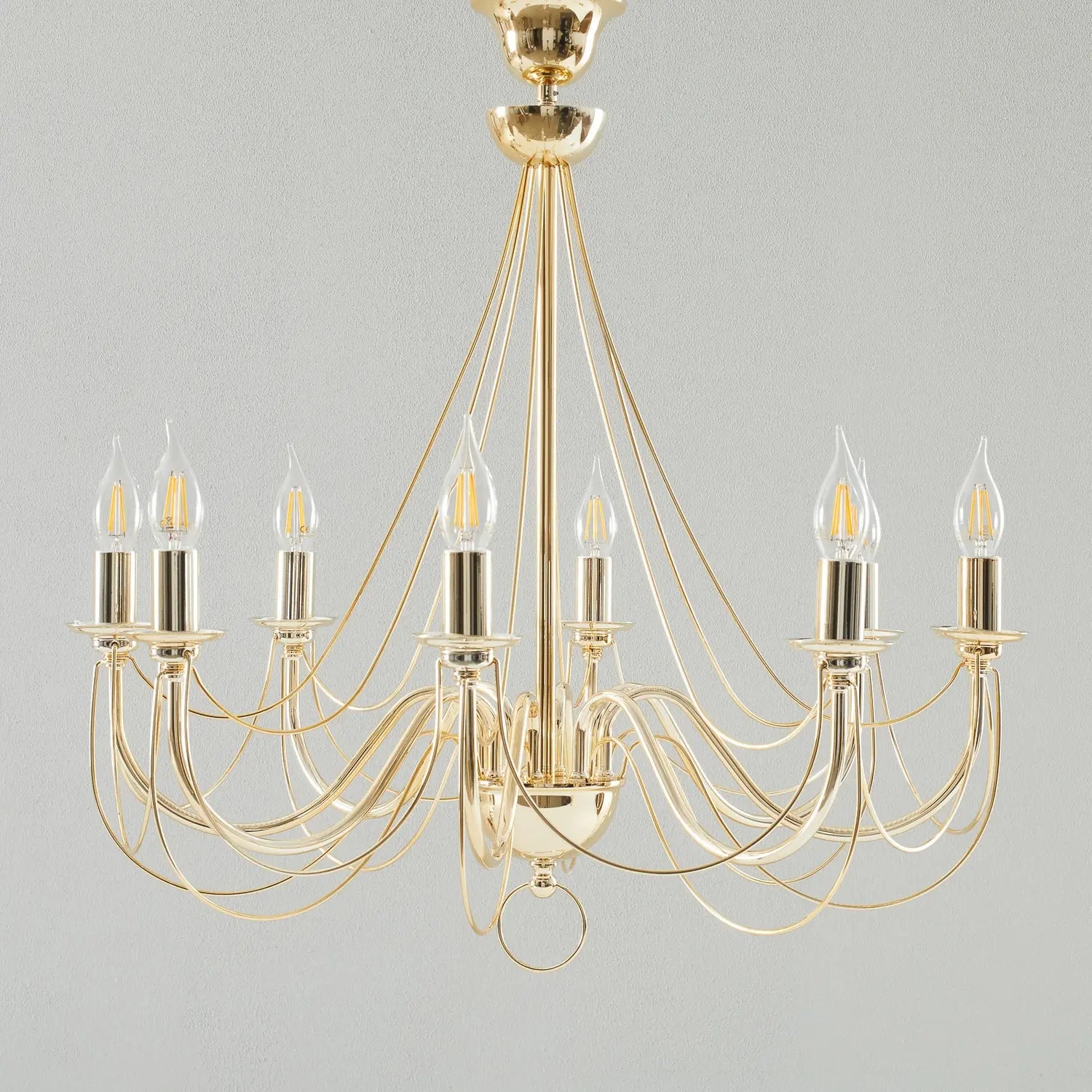B-Ware Kronleuchter Lampe Leuchter Retro Gold Metall 8 Flammig E14 Led 75 Cm Abhängung - 5905563001684