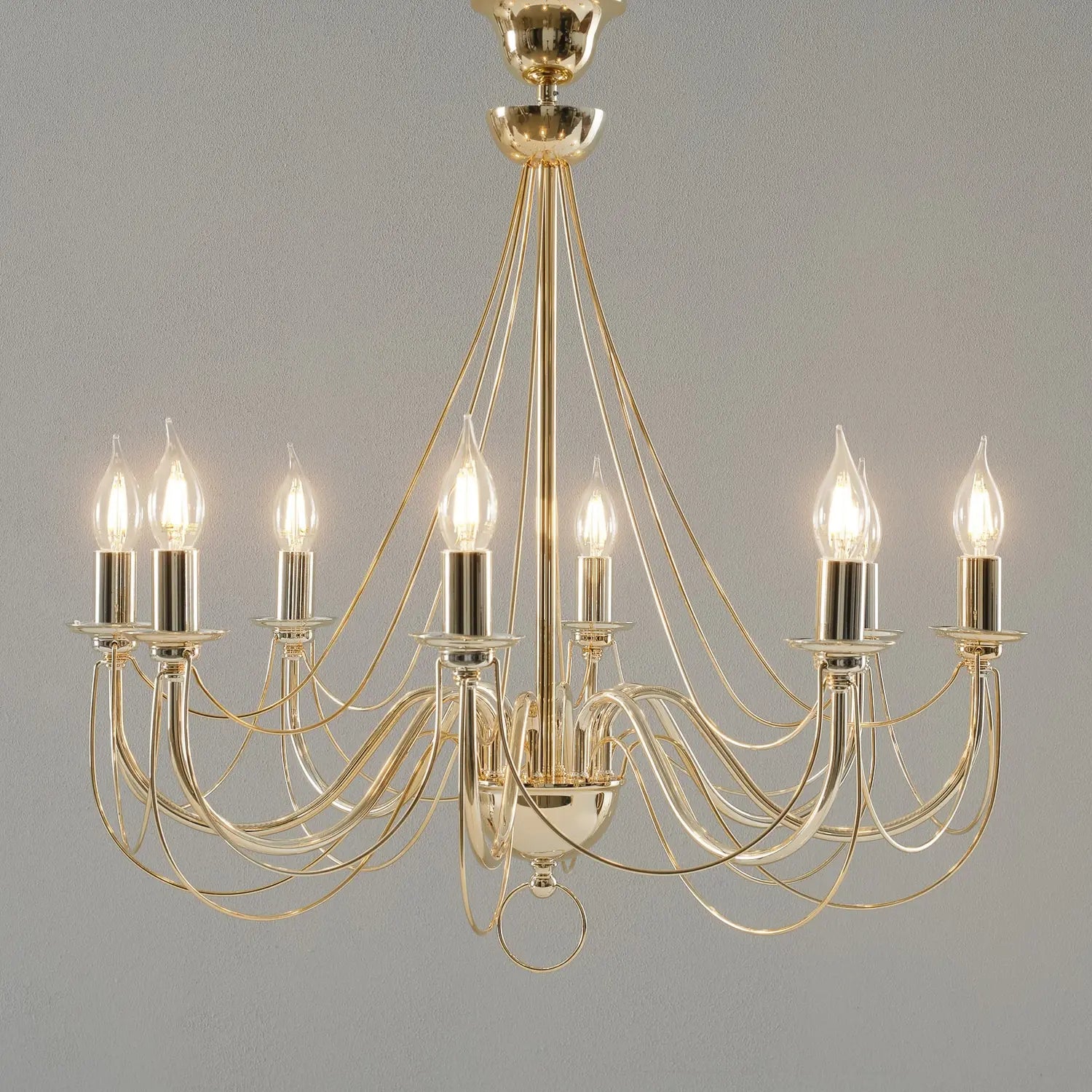 B-Ware Kronleuchter Lampe Leuchter Retro Gold Metall 8 Flammig E14 Led 75 Cm Abhängung - 5905563001684