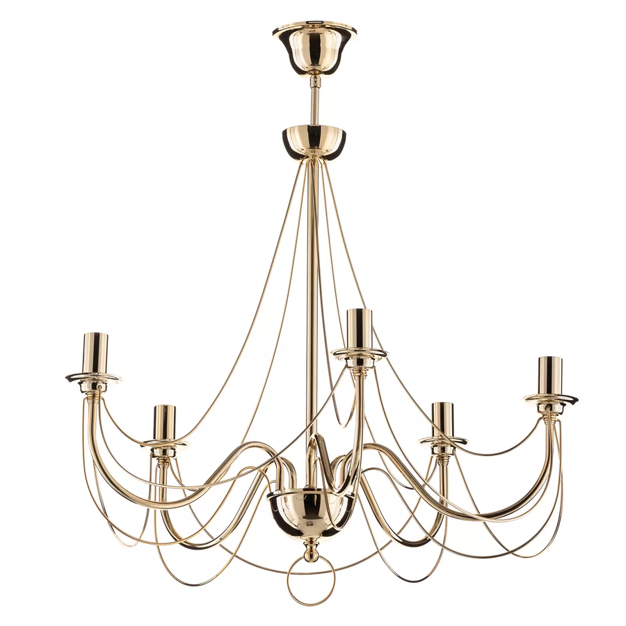 Kronleuchter Retro Deckenlampe Deckenlicht Leuchte Lampe Fünflammig 75cm Gold B-Ware - 5905563001615