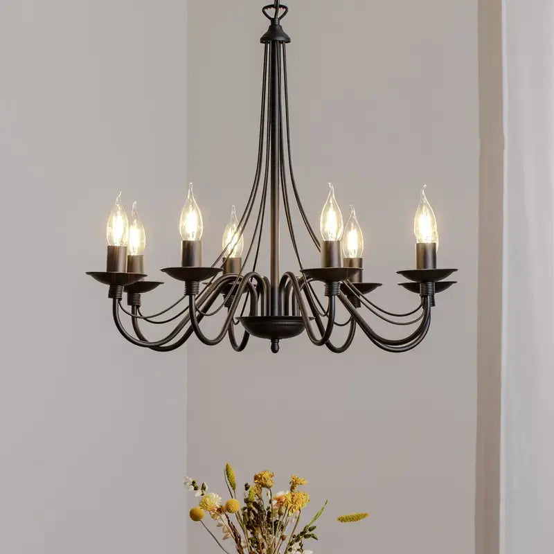 B-Ware Kronleuchter Lampe Rosa Deckenlampe Schwarz Metall 8flg Pendelleuchte Siehe Text - 5904798616908