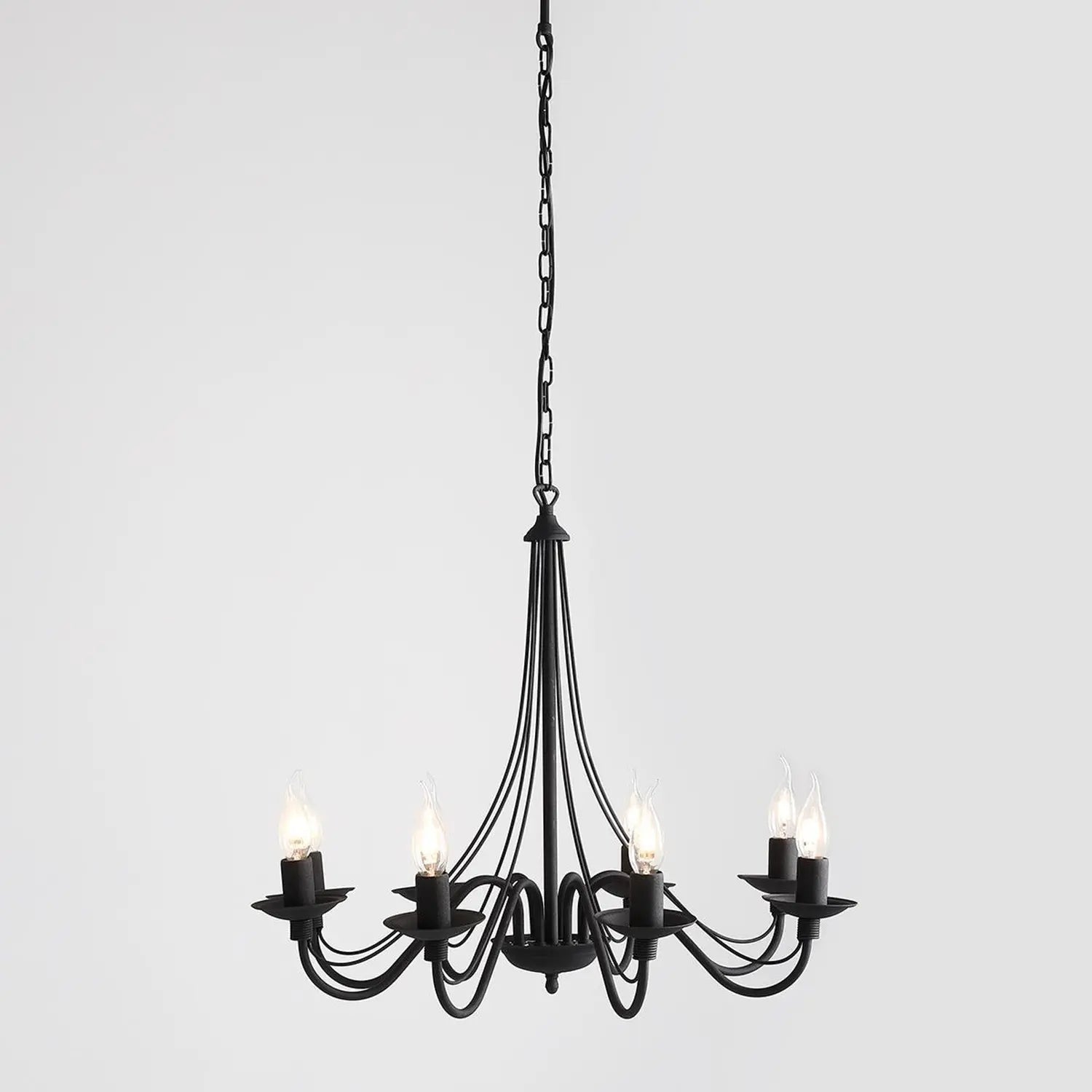 B-Ware Kronleuchter Lampe Rosa Deckenlampe Schwarz Metall 8flg Pendelleuchte Siehe Text - 5904798616908