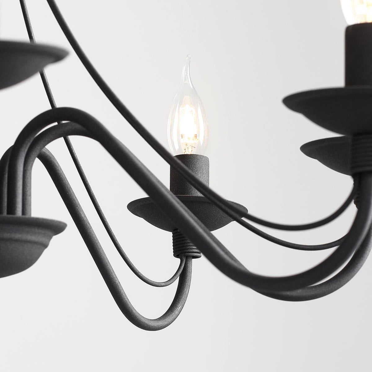 Kronleuchter Lampe Rosa Deckenlampe schwarz Metall 8flg Hängelampe Pendelleuchte - 5904798616908
