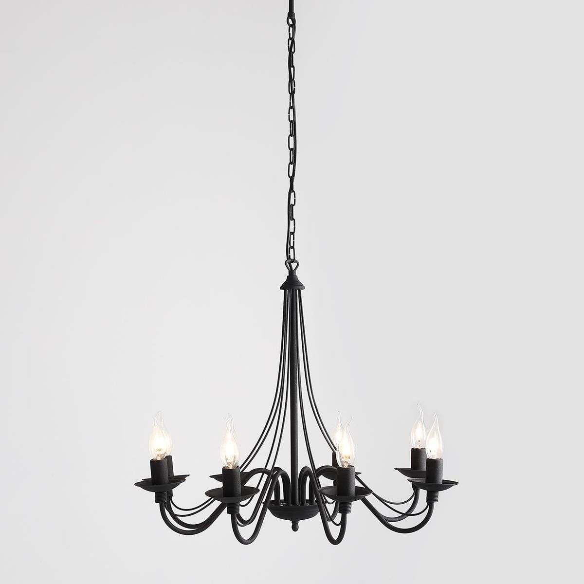 Kronleuchter Lampe Rosa Deckenlampe schwarz Metall 8flg Hängelampe Pendelleuchte - 5904798616908