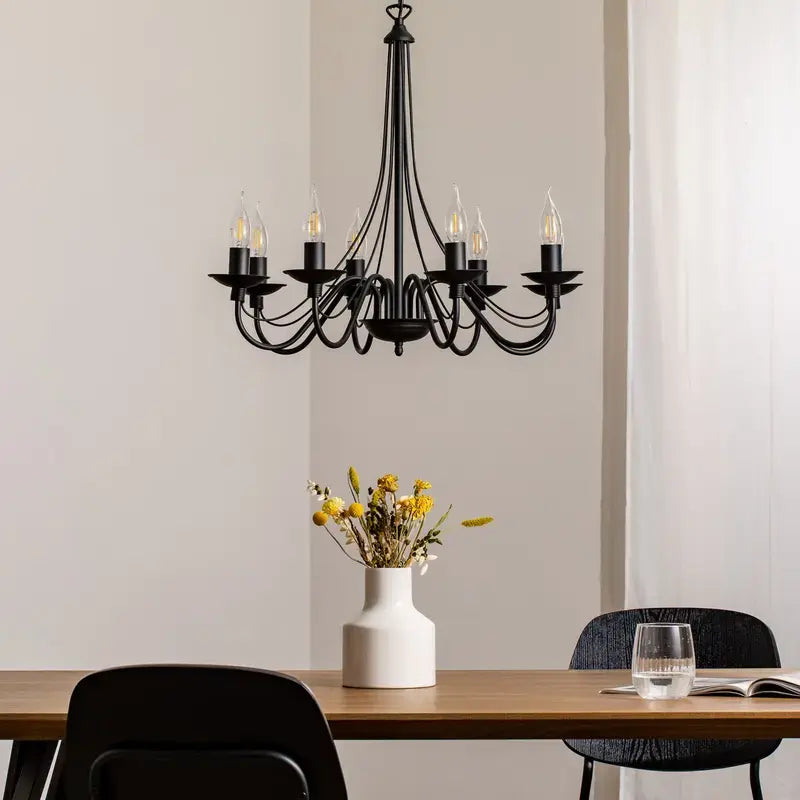 B-Ware Kronleuchter Lampe Rosa Deckenlampe Schwarz Metall 8flg Pendelleuchte Siehe Text - 5904798616908