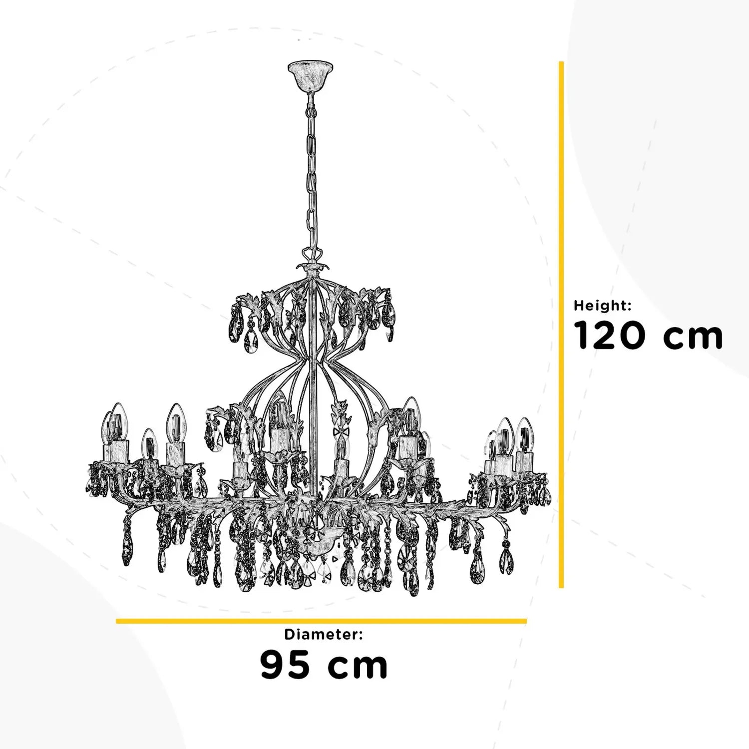 B-Ware Teresa Kronleuchter Deckenleuchte Kristall 12 Flammig Bronzefarben Lampe