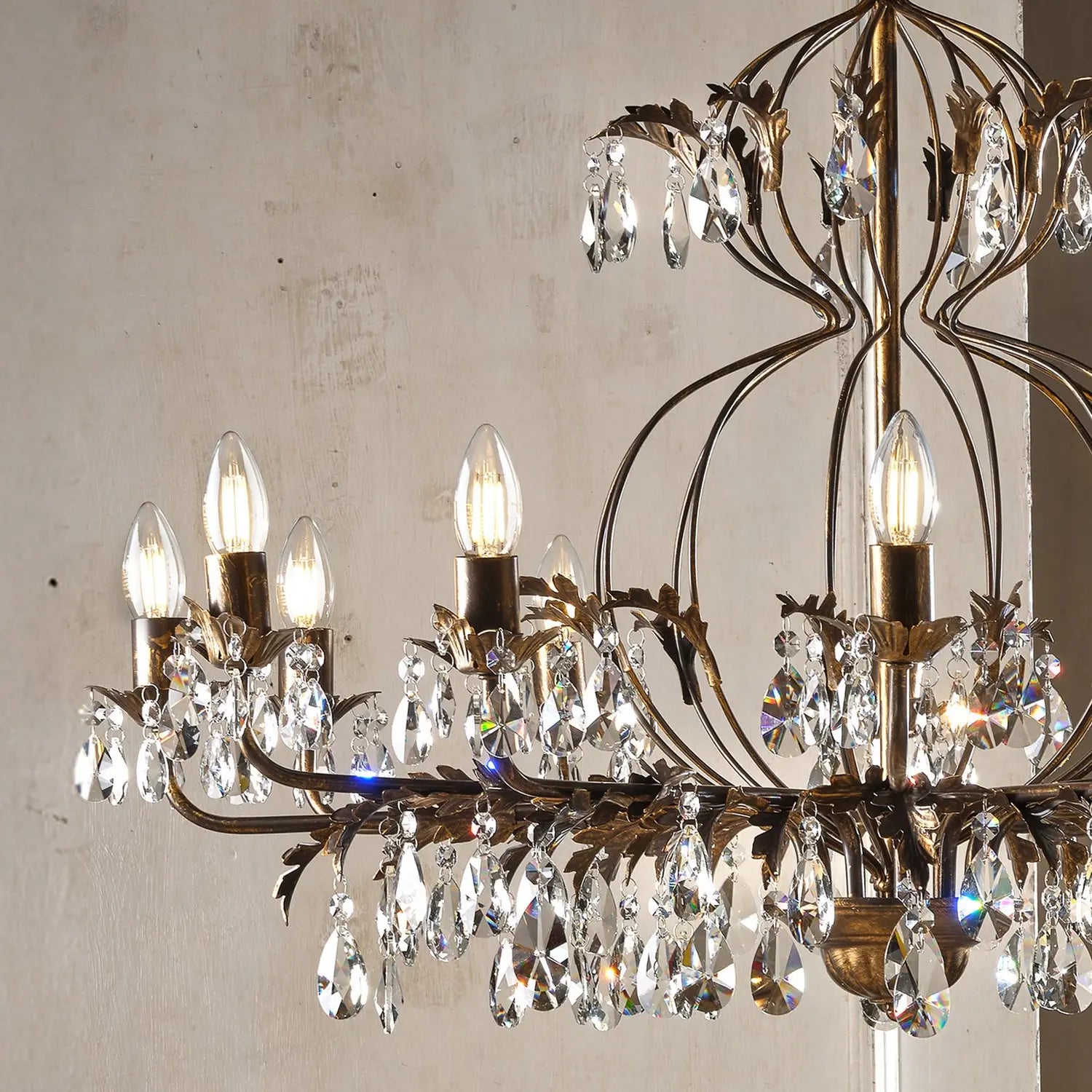 B-Ware Teresa Kronleuchter Deckenleuchte Kristall 12 Flammig Bronzefarben Lampe