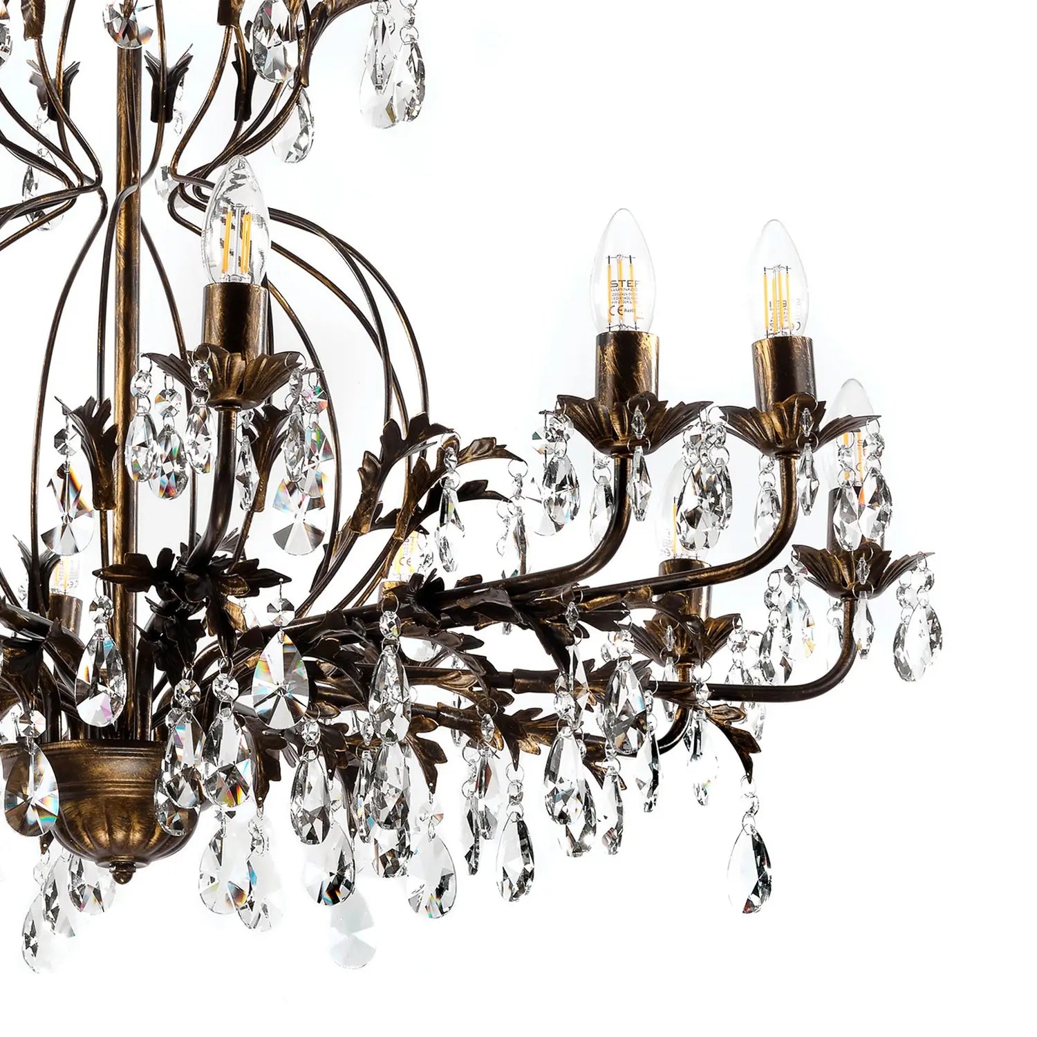 B-Ware Teresa Kronleuchter Deckenleuchte Kristall 12 Flammig Bronzefarben Lampe
