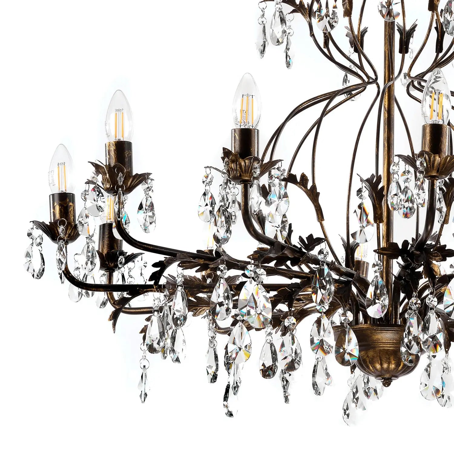 B-Ware Teresa Kronleuchter Deckenleuchte Kristall 12 Flammig Bronzefarben Lampe