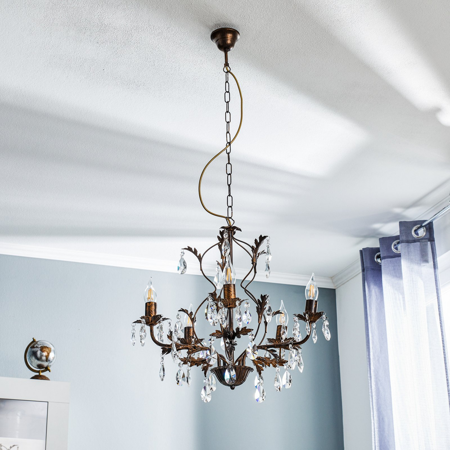 B-Ware Euluna Kronleuchter Teresa Deckenlampe Pendelleuchte Mit Kristallen Fünfflammig