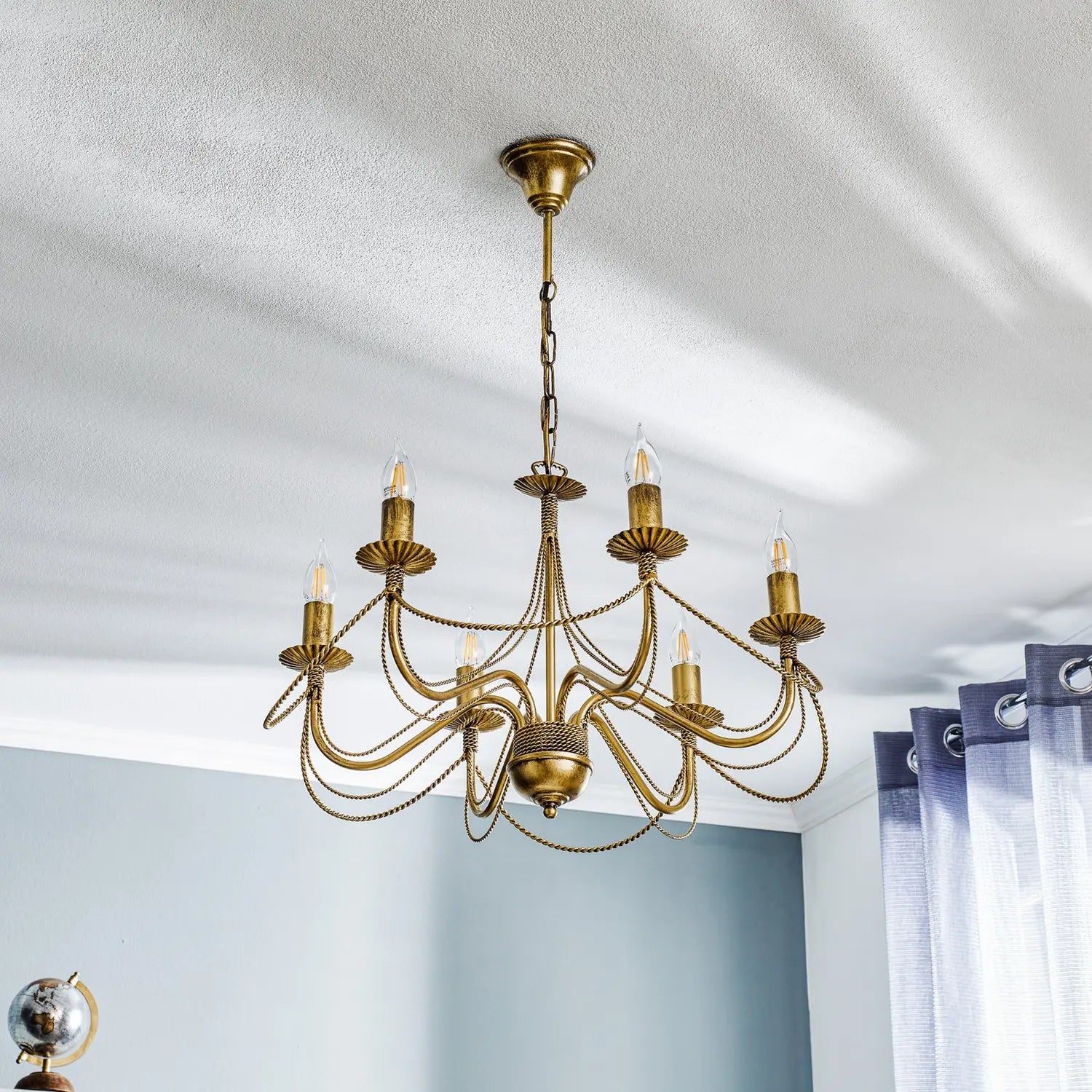 B-Ware Kronleuchter Lampe Tori 6 Leuchter Gold Stahl Sechsflammig Beleuchtung476 - 5901738918320
