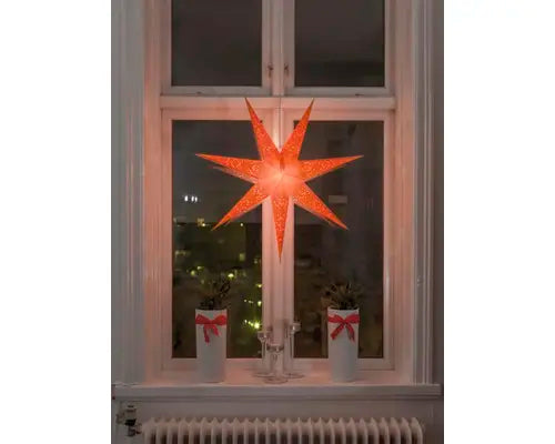 B-Ware Konstsmide Lichtobjekt Fensterlicht Stern Papier Orange Netzstrom 78 Cm 3 Stück - 7318309821855